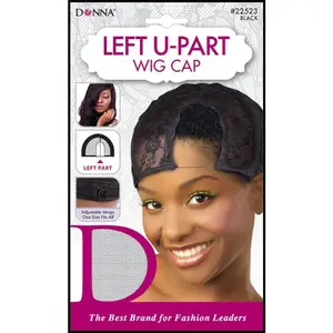 Donna U-Part Wig Cap for Women, Black Weaving Bald Cap Left Opening