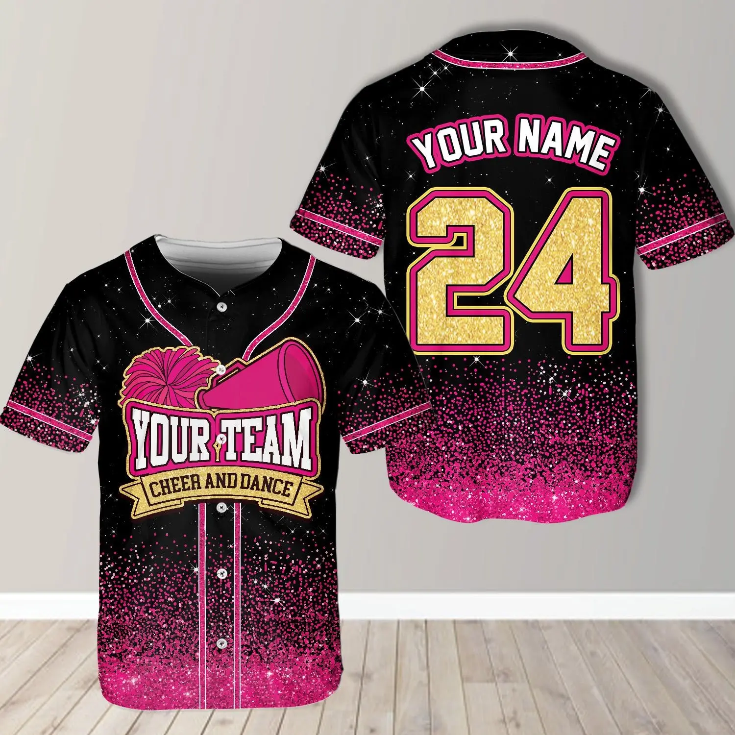 Glitter Cheerleading Baseball Jersey, Cheerleading Custom Baseball Jersey Team Name & Number, Personalized Baseball Jersey, Game Day Outfit