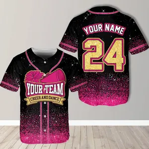 Glitter Cheerleading Baseball Jersey, Cheerleading Custom Baseball Jersey Team Name & Number, Personalized Baseball Jersey, Game Day Outfit