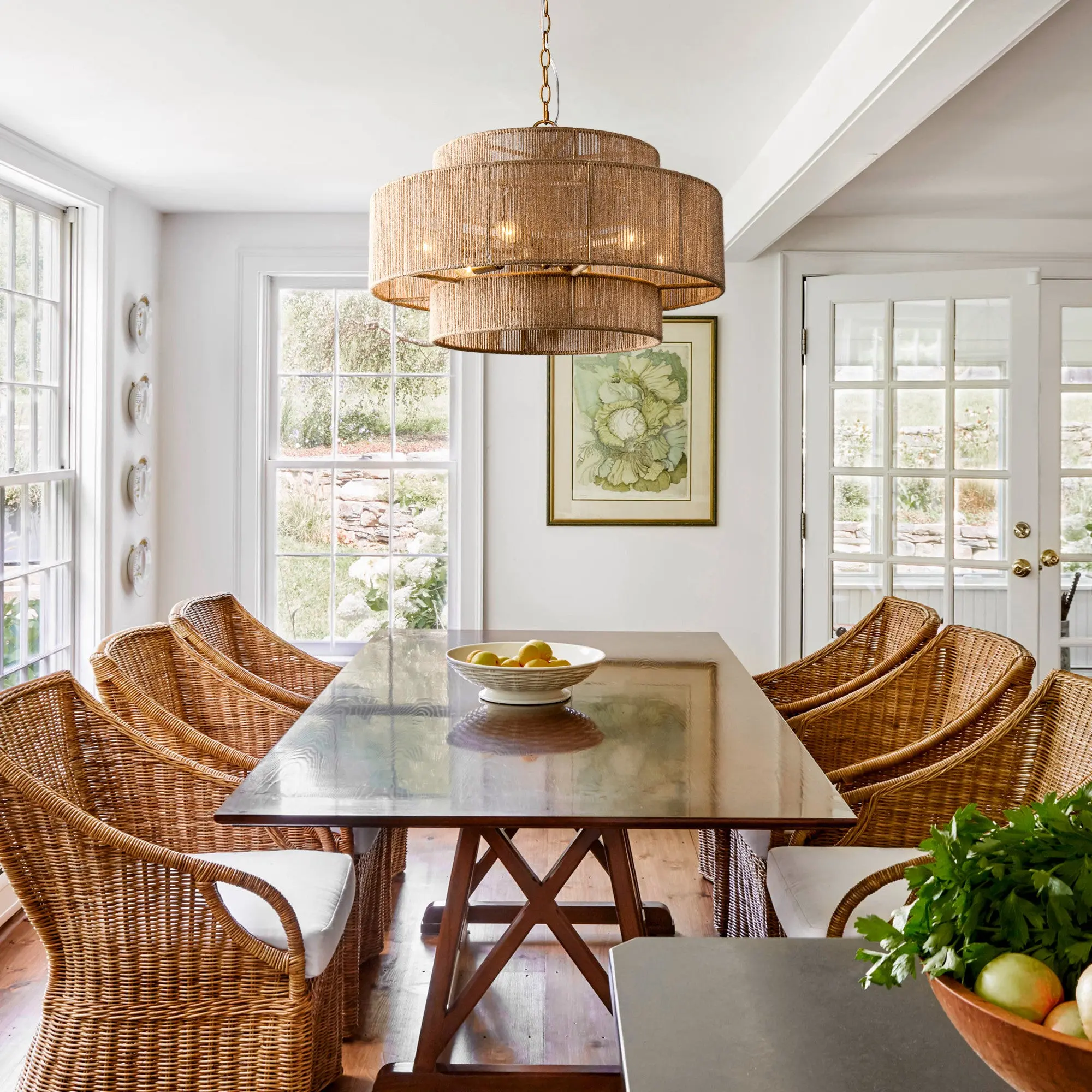 Lusteria 24" Gold 2-Tiered 6-Light Farmhouse Chandelier