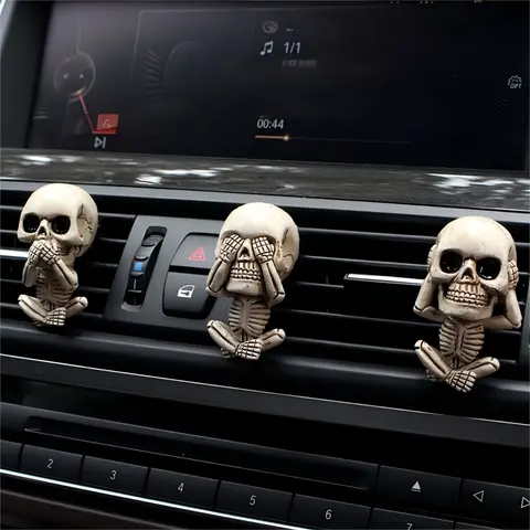 3pcs Halloween Party Decorations, Classic Skeleton Stone Ghost Resin Statues, Car Interior Accessories, Air Freshener Vent Decoration Gift, Car Interior Diffusers, Car Fragrance Set, Car Accessory
