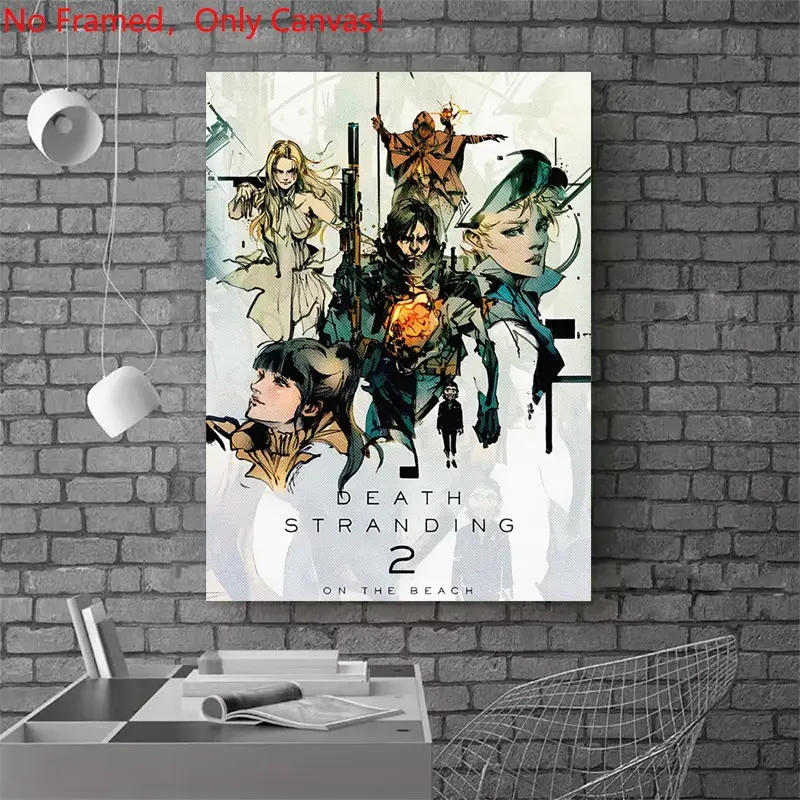 1 piece/set frameless canvas painting print poster, Game Poster art，Death Stranding 2 On The Beach Poster， a perfect gift for Video games loves, ideal gift for bedroom, living room, dorm hallway, kitchen, mural, wall decoration, room decor