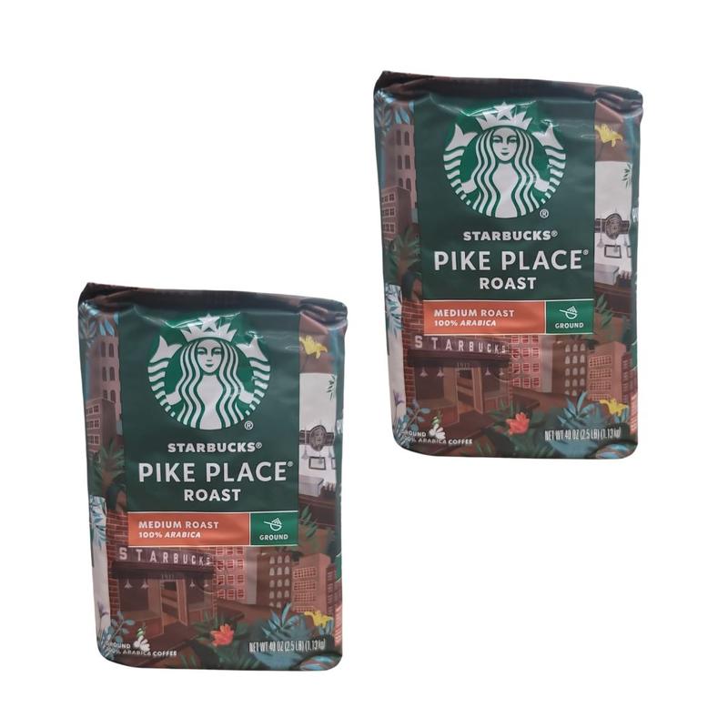 Starbucks Pike Place Medium Roast Ground Coffee Bag, 40 Ounce. 2PACK