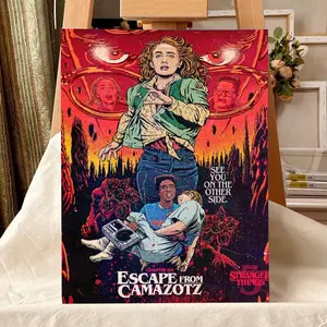TV Series S-Stranger T-Things Painting Calligraphy Waterproof Scratch-Resistant Canvas Wall Art – Premium Oil Painting Style HD Print | Modern Aesthetic Home Decor for Living Room, Bedroom, Kitchen & Café | Perfect Holiday, Housewarming & Party Gift