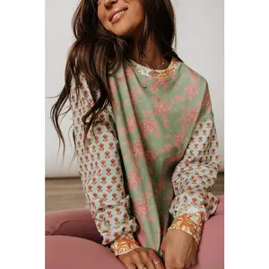University Pullover - Mixed Feelings | Womenswear Sweatshirt Hoodie | Mixed Floral Print | Comfy Casual Stretchy | Plus Size