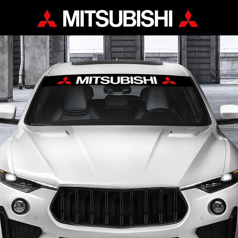 Mitsubishi Car Windshield Sticker, Waterproof Sunproof High Temperature Resistant Decoration, Custom Style Modification Decal, Car Stickers