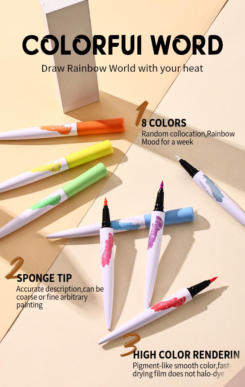 8 Color Liquid Eyeliner Set, Waterproof Smudge Proof Matte Eyeliner with Christmas Tree Tip, Quick Dry Smooth Ink, Long Lasting No Crease, Neon Liner for Bold Graphic & Winged Eye Looks, Perfect for Daily, Festival & Party Makeup        ， 。