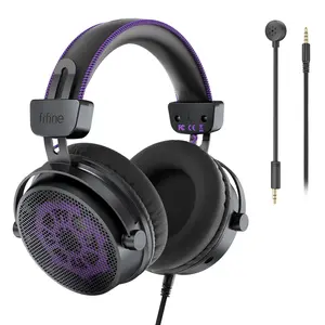 FIFINE HD18 Open Back Monitor Headphones for Recording, 3.5mm Open Acoustic Studio Over-Ear Headphones with 53mm Drivers, Airy Mesh Fabric, Detachable Mic, Compatible with PC/Mixer/Amplifier/Mobiles, Amplitank HD18