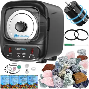 KomeStone K2 Elite Professional Rock Tumbler Kit, Ultra Quiet & Cutting Edge Brushless Motor Rock Polisher for Adults & Rock Collector, Noise-Reduction, Extra Large 3 Lbs Barrel, STEM Gift for All Age