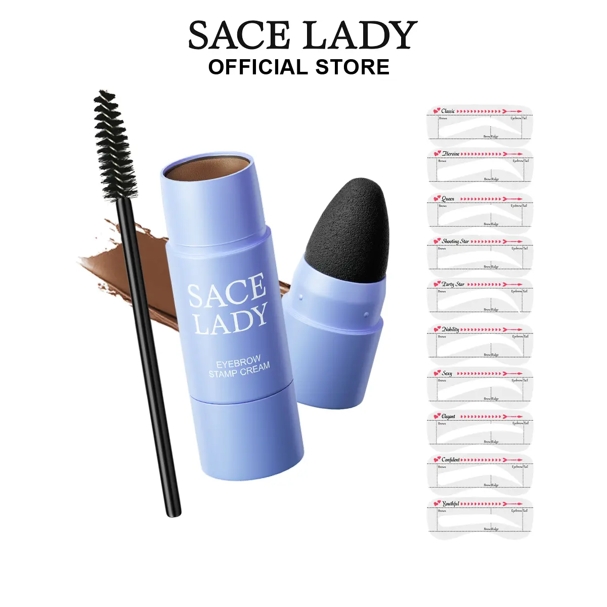 SACE LADY Eyebrow Stamp Kit, No Skills Needed, Instant Natural Brows with Stencils, Waterproof & Long Lasting Brow Makeup