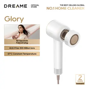 Dreame Glory Hair Dryer – Powerful Fast Drying, High-Speed 110,000 RPM Motor, 300M Anions for Shiny Hair, 4 Temp Settings, Ultra Lightweight, Quiet, Portable & Compact for Home & Travel, White