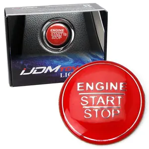 iJDMTOY Gloss Red Keyless Engine Push Start Button Cover For Toyota Camry Tacoma Prius Avalon Mirai etc w/Push Start Engine On/Off Feature