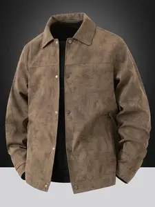 Men's lightweight casual jacket, business distressed lapel jacket, Casual Trendy Coat, button closure, machine washable, polyester fiber, suitable for daily leisure, work travel, outdoor leisure and formal wear - Spring and Autumn