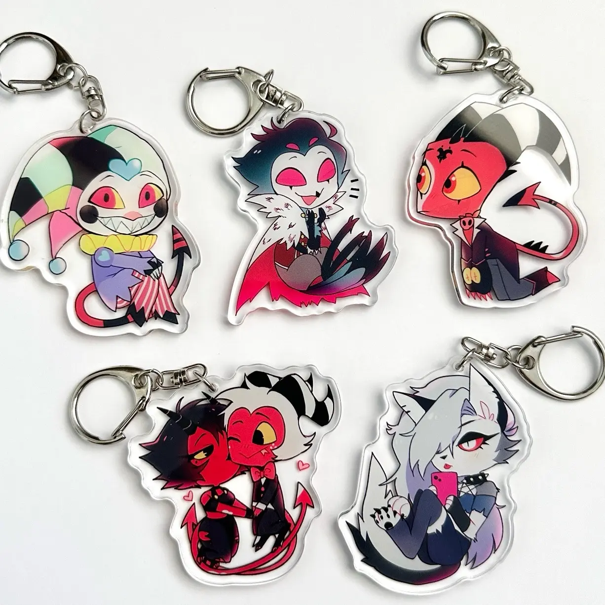 Helluva boss charms keychains - Stolas, Blitz, Fizzarolli, Luna, Moxxie and Millie