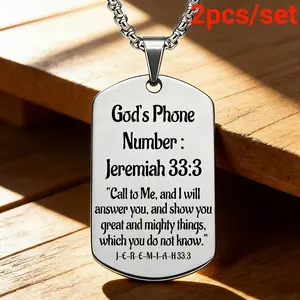 2pcs Jeremiah 33:3 (Full Bible Verse): 'Call to Me, and I Will Answer You, and Show You Great and Mighty Things, Which You Do Not Know.' This Is An Inspirational Religious Gift Suitable for Both Men and Women.