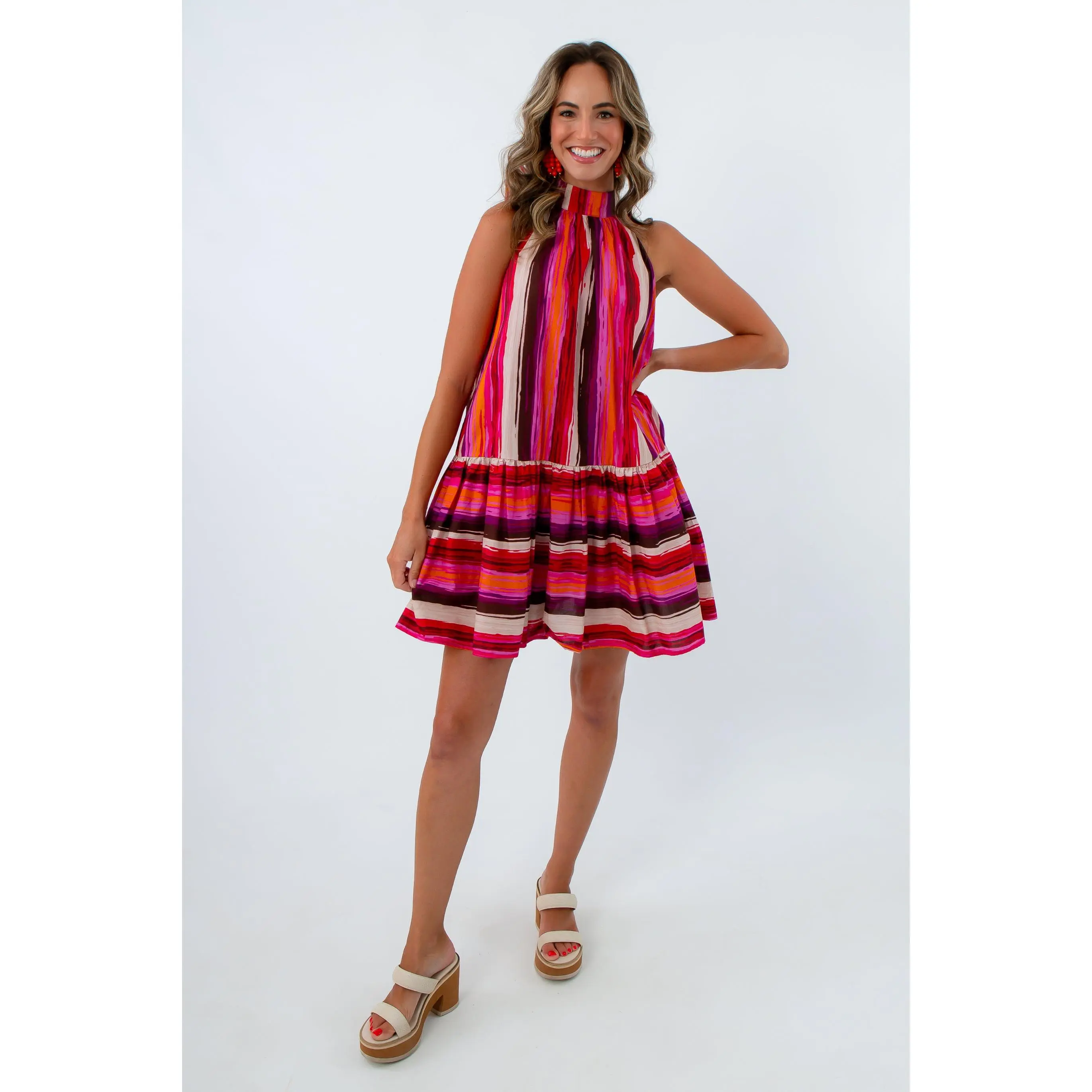September Sunset Multicolor Halter Dress