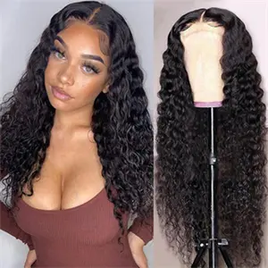 Jasperel 4x4 Lace Front Wigs Human Hair Deep Wave Closure Wigs Deep Curly Wig for Black Women Unprocessed Brazilian Virgin Hair Pre Plucked with Baby Hair Pineapple Wave Wig 150% Density Natural Color