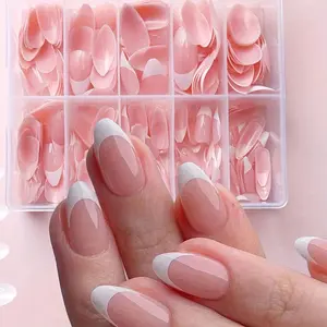 New Spring Summer Almond Shape Nail Art Kit, 120 Pieces Glossy Finish, Reusable Press-On Nails for Women, DIY Manicure Set