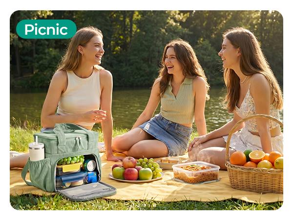 【NEW IN】BAGSMART Insulated 14L Lunch Bag for Women, Double Deck Leakproof Cooler Bag with Corduroy Texture for Office Work & Outdoor Picnic summerwins tiktokshopsummersale tiktokshopbacktoschool