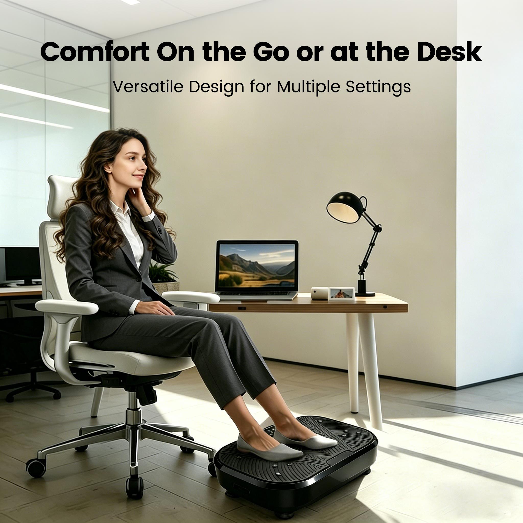 Ranbro Professional Vibration Plate, Whole Body Workout Platform for Balance & Strength Training, Intuitive LED Display Vibration Machine with Remote, Compact Fitness Equipment for Recovery & Wellness, Portable Home Office Under Desk Exercise Gear