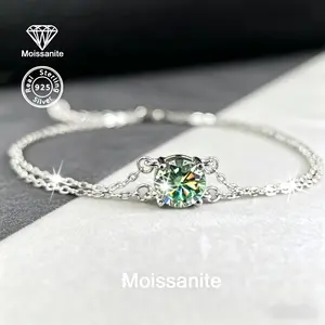 925 Sterling Silver 1ct Moissanite Bracelet for Women, Versatile Fashion Jewelry for Daily Wear, Perfect Gift for Birthday, Valentine’s Day, Christmas, Halloween Party & Wedding