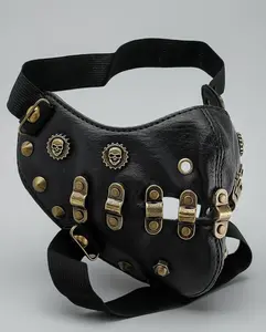Steampunk-Style Protective Dust Mask, Personalized with Alloy Chain, Buckle, and Skull Accessories (Sports & Outdoor Face Cover Accessory)