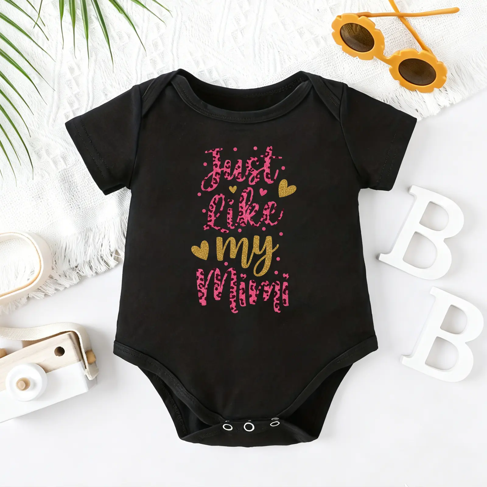 2026 Newborn Just Like My Mimi Baby Bodysuit, 100% Cotton Soft Short Sleeve Romper for All Seasons Funny Casual Onesie for Baby Boys & Girls – Perfect for Indoor & Outdoor Wear (0-2T) Baby Gift Outfit
