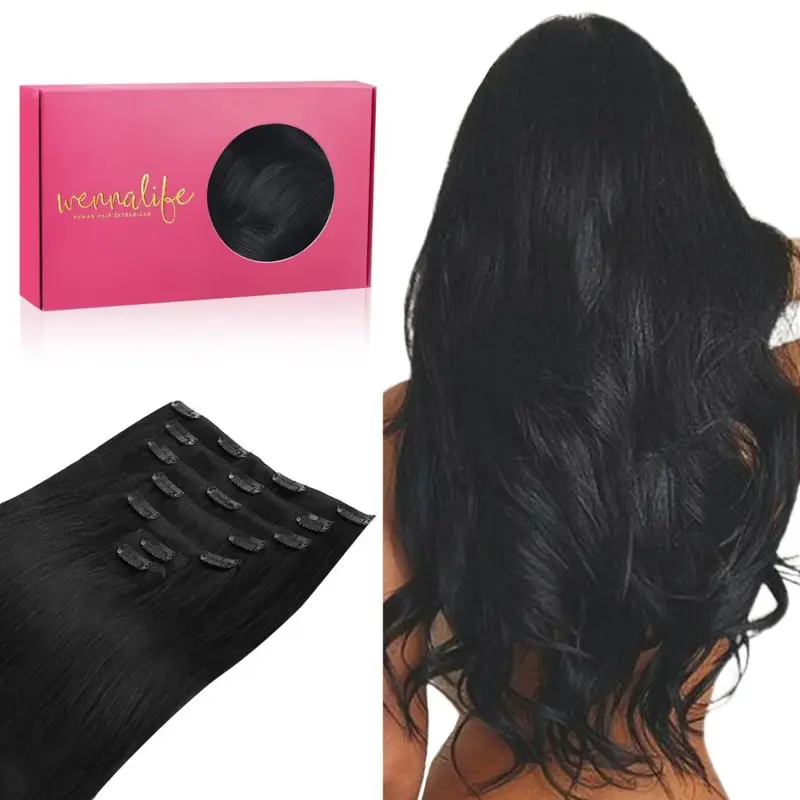 WENNALIFE Clip in Hair Extensions Real Human Hair 7pcs 120g  display picture 2