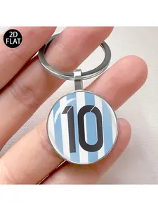 1 Stylish Blue And White Jersey Keychain - with Number 10, Inspirational Sports Keychain Ornament, Perfect Gift for Soccer Fans, Suitable for Daily, Party, Birthday Anniversary, Ball Game Club, Thanksgiving, Christmas Gift for Friends And Family