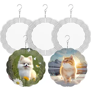 Sublimation Wind Spinner Blanks, 8 Inch 5 Pack 3D Aluminum Metal Hanging Wind Spinners Sublimation Blanks Kinetic Sculpture DIY Crafts for Yard Garden Indoor Outdoor Porch Decoration Round
