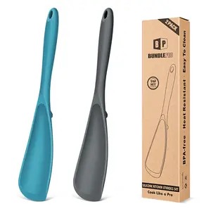 Pack of 2 Cooking Spoons for Non stick Cookware, Multifunction Spatula Spoon BPA-Free, One-Piece Design, Suitable for Scooping, Scraping, Serving and Mixing