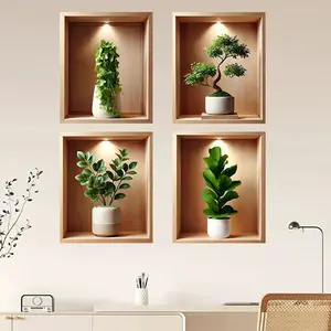 Creative Plant Wall Stickers Green Plant Wall Stickers Creative DIY Peel and Paste Removable Self Adhesive Wall Stickers Suitable for Living Room, Kitchen, Office, Bedroom Art Decoration Background Decoration Home Decor