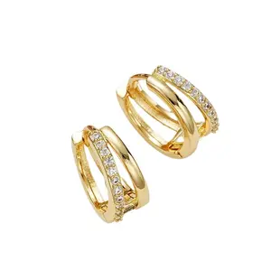 Double Ring Diamond-Studded Earrings for Women Fashionable and Unique Pair of Earrings Jewelry