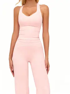 Women's Heart Collection 2-Piece Set – Short Sleeve Sport Top & Flare Leggings | Pink Activewear Outfit