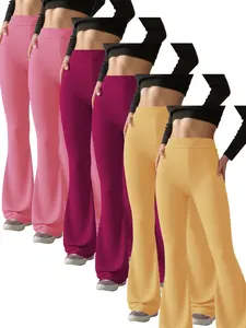 6 Pairs Women's High-Waisted Micro Flare Pants, Slimming Bell Bottoms, Essential for Fall Winter, Casual Fitted Style
