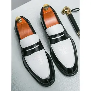 Men's Business Fashion Colorblock Crocodile Embossed Loafers, Business Style Loafers, Casual Comfortable Slip-on Shoes for Daily Wear, Fashion Shoes for Party, Daily Clothing DecorRAIMENTRY