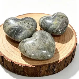 Natural labradorite heart-shaped carving piece for home decoration. Exquisite design. Multi-functional. Natural elements.