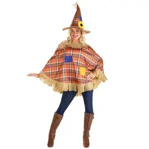 Women's Scarecrow Quick Poncho Costume