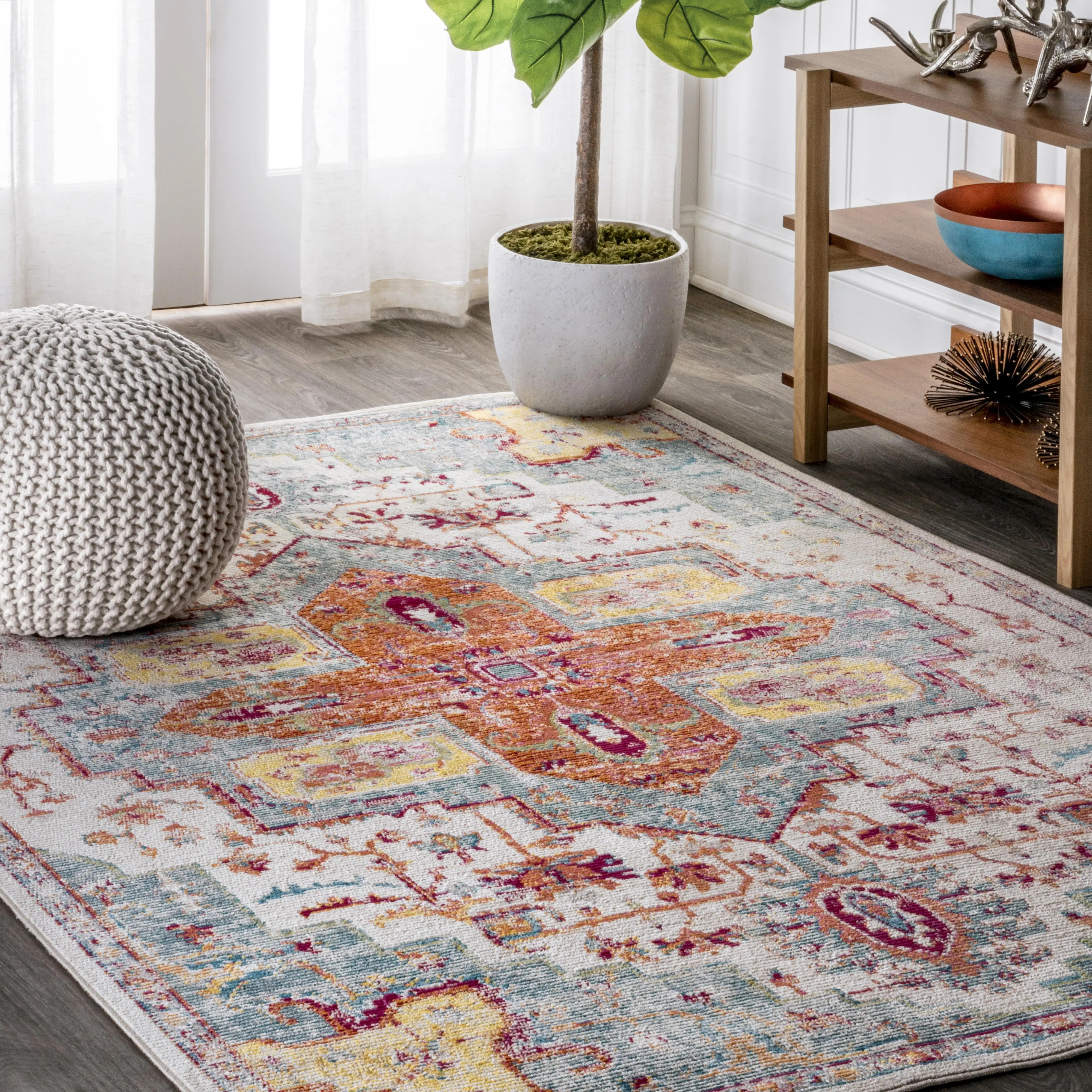 JONATHAN Y Zafra Vintage Medallion Indoor Area Rug; for Living Room, Kitchen, Bedroom, Dining Room, Office