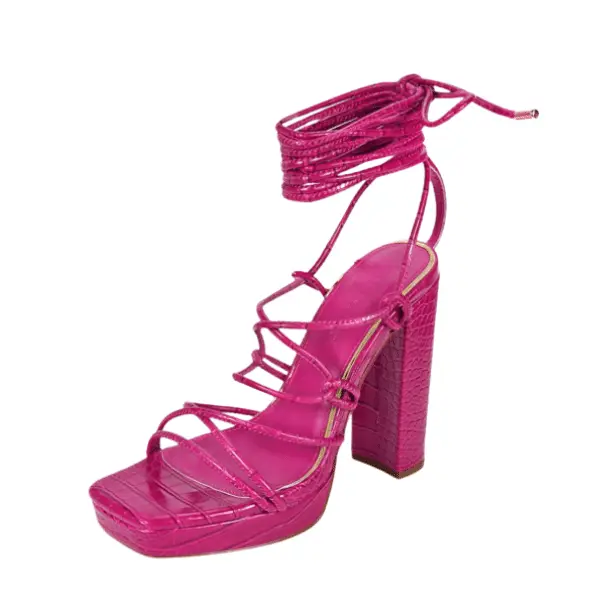 Magenta Faux Snakeskin Sandal - Ashlee
