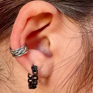 Sterling Silver Ear Cuff | Trinity Rope Twist Style Wide Conch Band | No-Piercing Earring