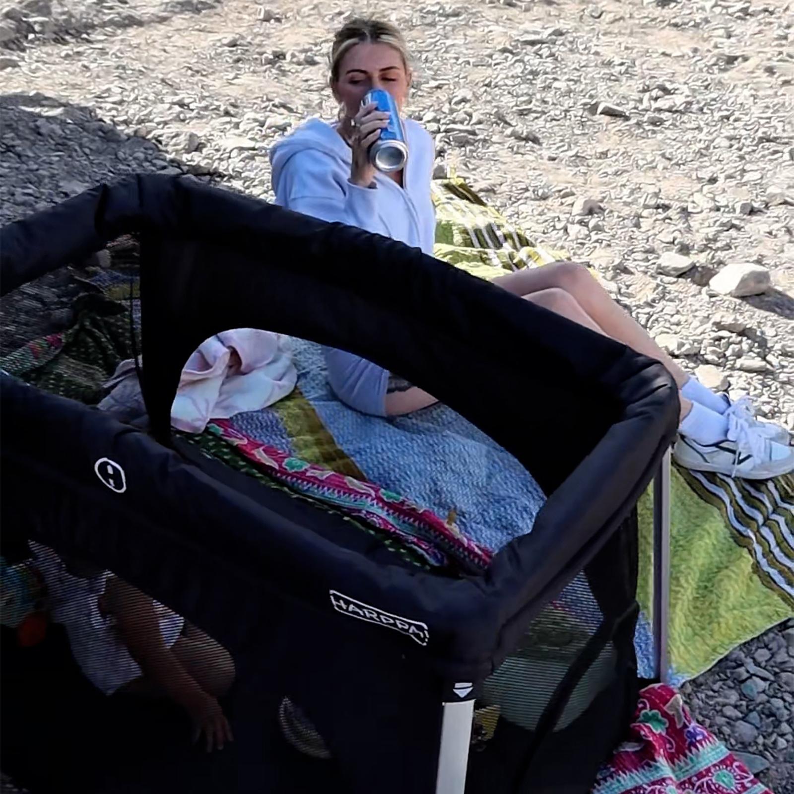 HARPPA Foldable Travel Crib & Playard, Portable Playpen with Mattress, Double Layers Bassinet for Baby & Toddlers, No Assembly Pack & Play Play Yard, Baby Items