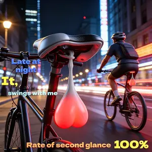 ROCKBROS Flexible Heart-Shaped Silicone Bike LED Tail Light - Flickering Novelty Lighting, Waterproof Bicycle Accessory with 3 Modes, Outdoor Riding Warning Device, Ideal Gift for Outdoor Enthusiasts