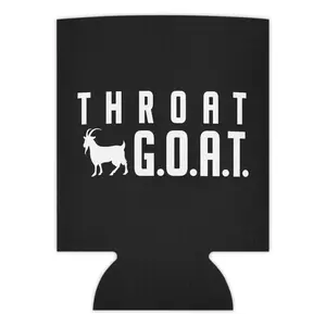 THROAT G.O.A.T. Double Sided Beer Can Cooler for 12 & 16 oz Cans | Hilarious Party & Tailgate Gift | Durable & Secure Cup Holder  coozie