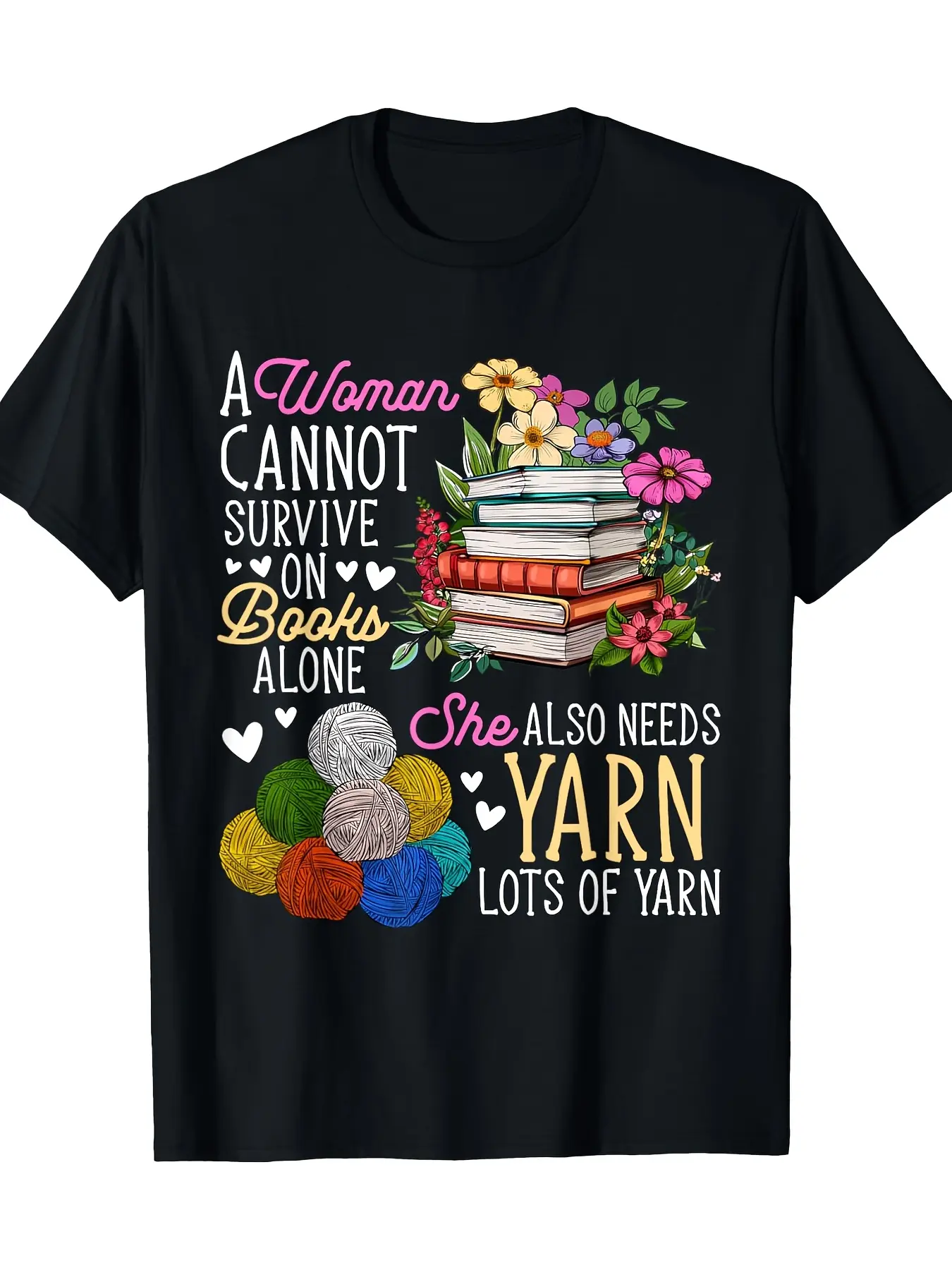 Men's Classic Crochet Round Neck Reading Theme Graphic T-Shirt - 220g 100% Cotton Premium Soft Short Sleeve Casual Menswear Top, Crafter Hobby Gift (Christmas, Black Friday Pick) Available in 2XL, 4XL, 5XL