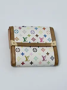 Pre-owned Louis Vuitton Canvas Wallet x Takashi Murakami Monogram Multicolore Elise TriFold JA450LV
