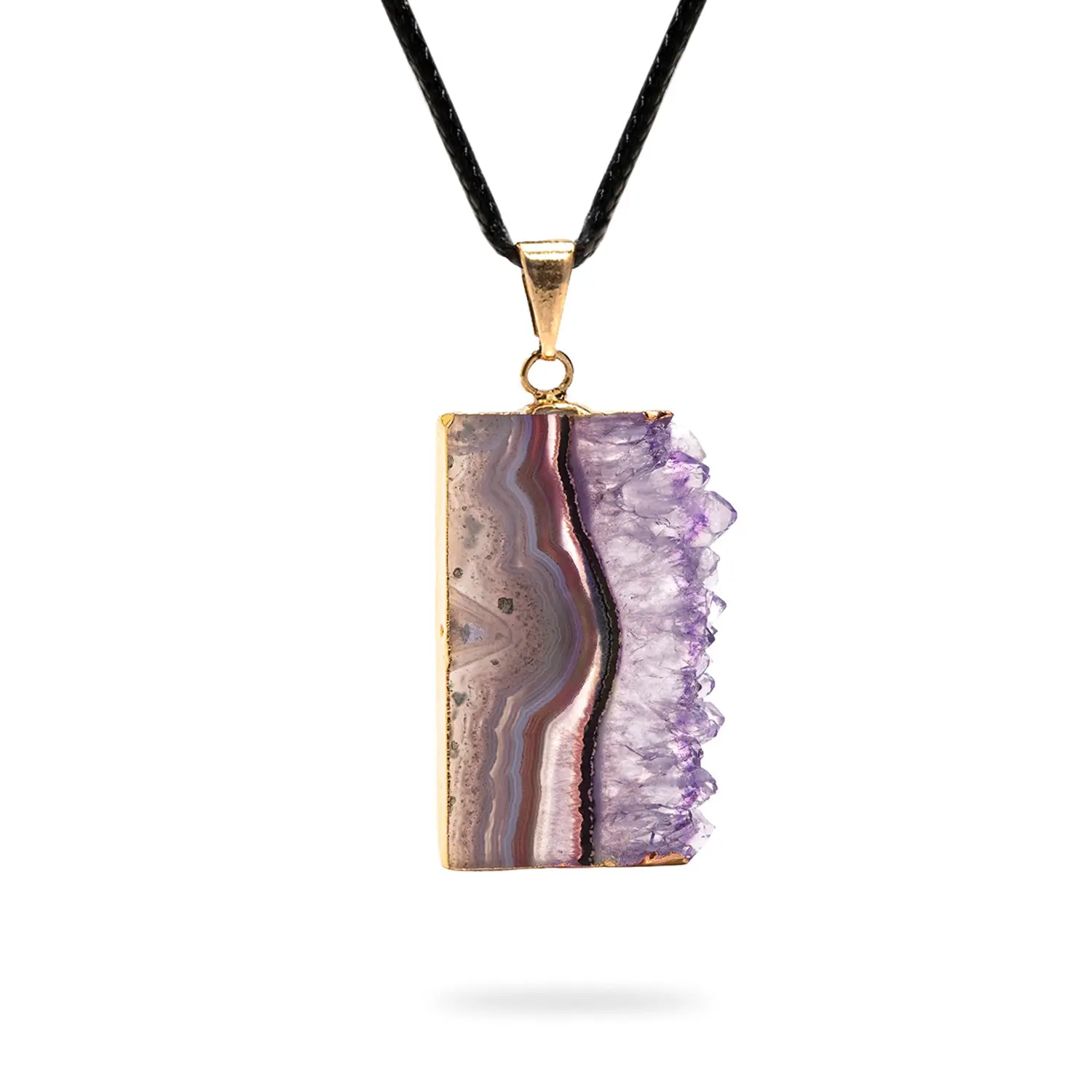 AYANA Amethyst Geode Necklace for Calm, Intuition & Protection – Raw Crystal Jewelry for Third Eye Chakra Healing, Perfect for Pisces or Aquarius