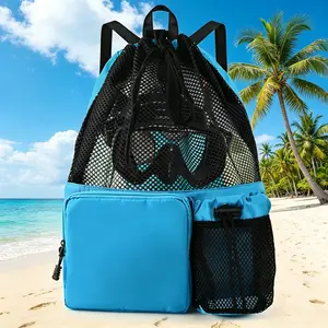 Mesh Drawstring Backpack with Shoe Bag, Swim Rope Bag, Handle Gym Yoga Beach Travel Sandbag, Large Capacity Fitness Beach Travel Bag