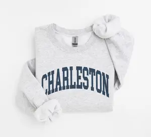 Charleston City Sweatshirt, South Carolina Pullover, Vintage Varsity Aesthetic, Trendy Travel Destination Gift, Unisex Crewneck Sweatshirt