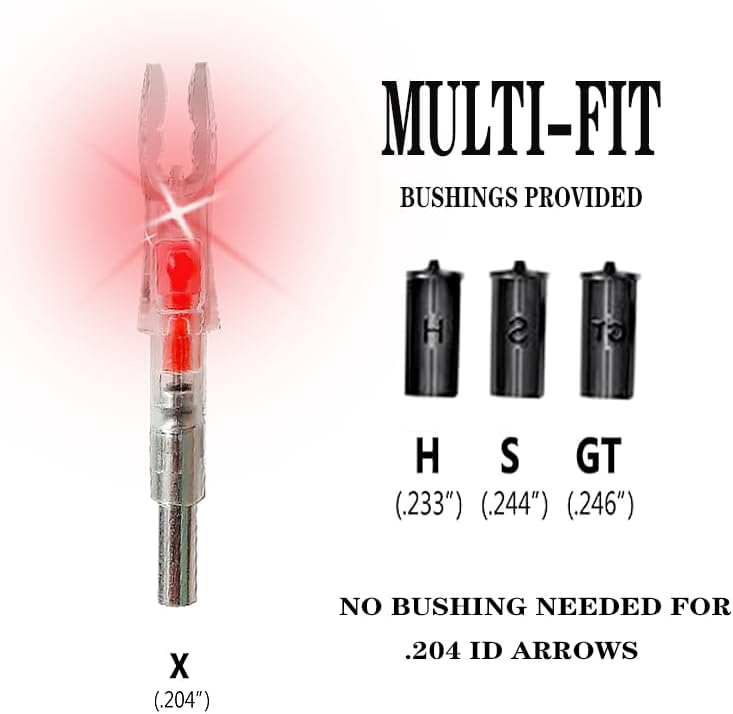jianZD 6pcs X Lighted Nocks for Arrows with .205'' .232'' .244'' .248'' Inside Diameter with H, S, GT Bushings, High-Visibility Light Up Nocks with ON/Off Switch for Archery Green